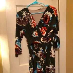 Green Floral Wrap Dress